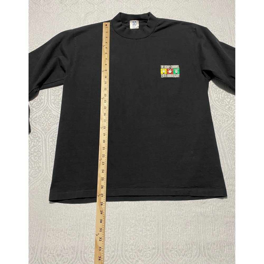 Vintage Disney Channel 10th Anniversary Mock Neck Shirt Black Mens XL - Picture 3 of 7